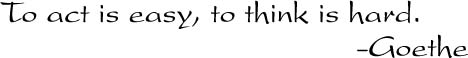 To act is easy, to think is hard. -Goethe